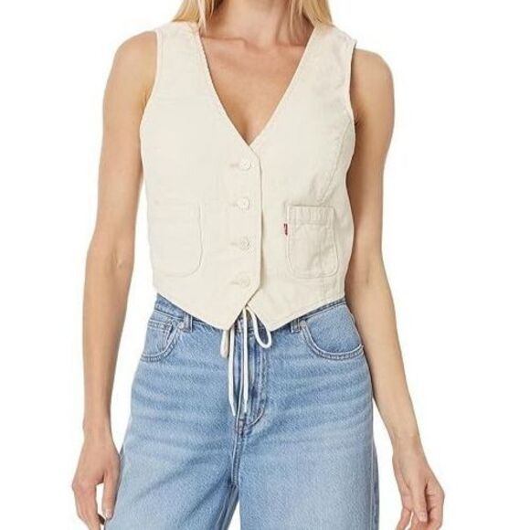 Levi's A95030001 Women's Sz XS Tan Tailored Corduroy Vest - Picture 8 of 9